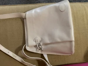 Vintage Longchamp Roseau ivoryLeather Shoulder Bag Gold Bamboo Toggle Purse - Picture 1 of 12