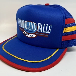 Cappello berretto camionista vintage Cumberland Falls Kentucky tre 3 strisce rete snapback - Foto 1 di 8