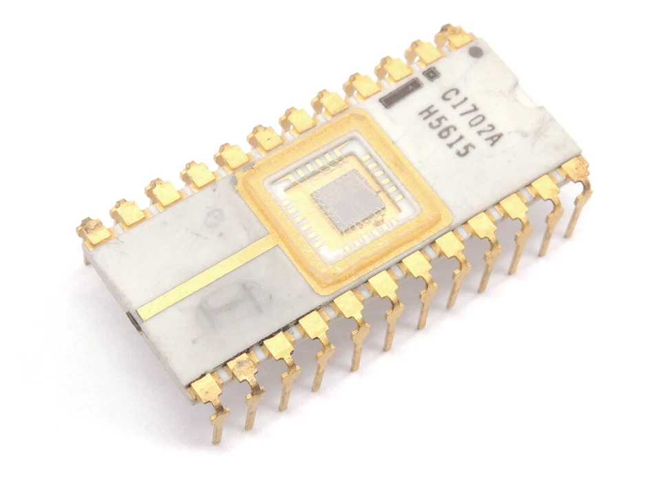 Intel C1702A DIP-24 UV Eprom 256x8-Bit 2Kbit White Ceramic Gold Pins IC Vintage - Bild 1 von 1