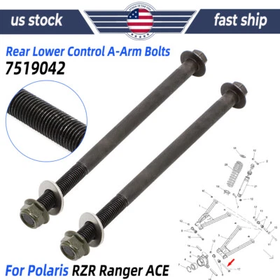 2x Rear Lower Control A-Arm Bolts 7519042 For Polaris ACE 500 570 900 RZR 800 US Foto 1 de 4