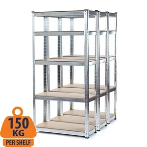 3-Bay Steel Shelving Galvanised 5Tier Garage Storage Unit 150kg UDL per shelf - Picture 1 of 5