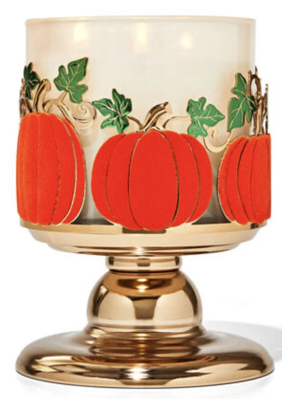 Pedestal de calabazas y hojas Bath Body Works portavelas de 3 mechas 🍁NUEVO🍁 Foto 1 de 1