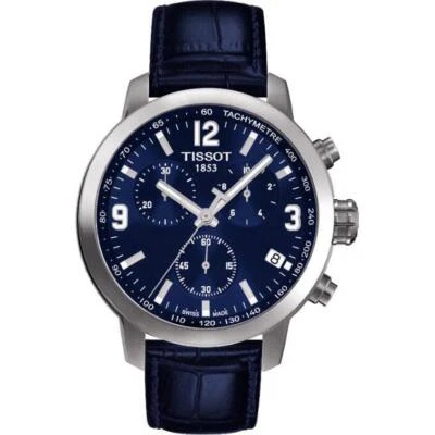 Tissot Men's PRC 200 CHRONO Blue Dial Leather Strap Watch T055.417.16.047.00 - Image 1 of 2