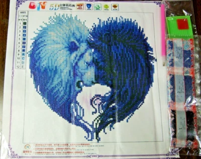 Kit de pintura punto de cruz de diamante redondo Heart Of Two Lions 5D - Nuevo en paquete (#297) Foto 1 de 4
