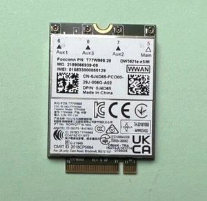 Dell WWAN DW5821e-eSIM Foxconn T77W968 LTE 4G J4D65 para Dell 7400 5420 - Imagen 1 de 1
