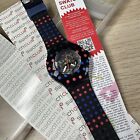 New? Limited Edition? Swatch Polka Dot Skeleton Dial Black Silicone Women Watch