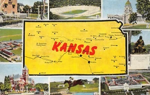 #H3922      MAP    POSTCARD,   KANSAS - Picture 1 of 2