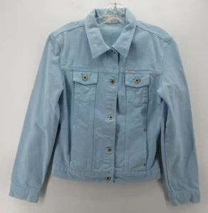 VINTAGE Guess Jacket Girls XL Blue Trucker Denim Moto Button Up Biker 90s Kids * - Picture 1 of 14