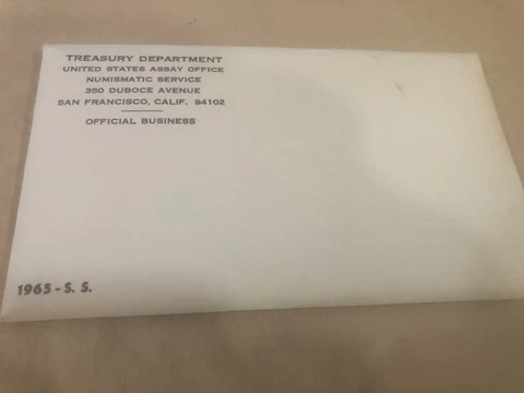 1965 US SMS (special mint set) silver Kennedy, US Mint packaging Cover