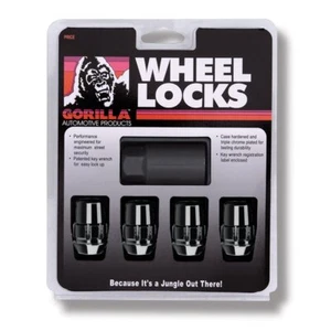 Gorilla Automotive 12mm x 1.50 Black Chrome Wheel Locks Set of 4 with Key - Picture 1 of 3