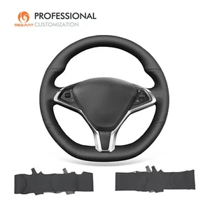 MEWANT Genuine Leather Steering Wheel Wrap for Tesla Model S 2012-2021 Model X - Foto 1 di 9