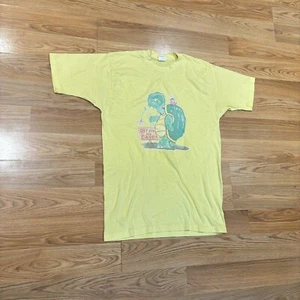 VTG Turtle Shirt Roach 1975 Retro Yellow 1970s Single Stitch Size Large - Picture 1 of 11