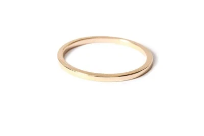 14k solid gold womens simple wedding band, Minimalist thin wedding band — 第 1/4 张图片