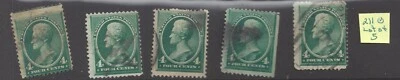 US Scott #211 F/VF USED BETTER Estate Lot of 5 of the 4c Jackson Banknote! - Image 1 of 2
