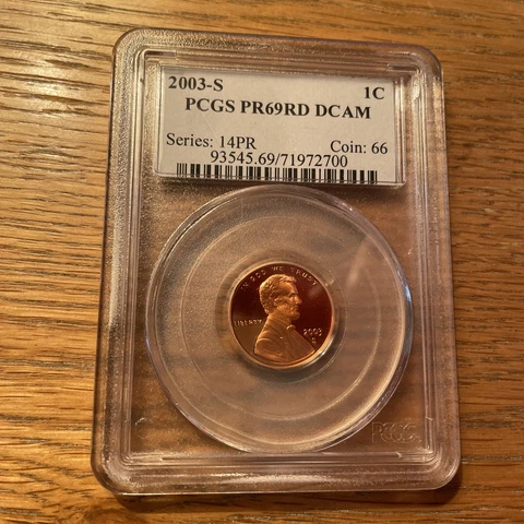 2003 S Proof Lincoln Memorial Cent - PCGS PR 69 RD DCAM Red Deep Cameo Cover