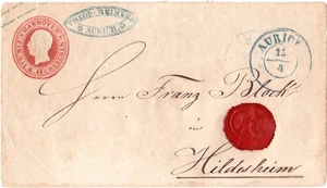 Hannover, K2 Aurich u. Firmen-Cachet auf 1 Gr. Ganzsachenumschlag m. Lacksiegel - Picture 1 of 1