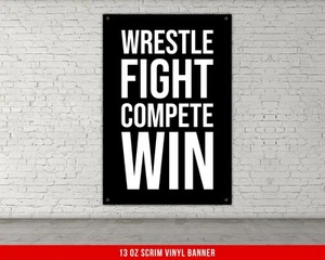 Wrestling Motivation Banner - Compete Win Wrestling Team Schild - Bild 1 von 7
