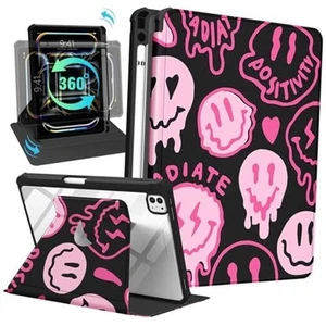 for iPad Pro 13 Inch Case M4 2024 - for Women Girls Cute Folio 3-Pink Smile - Picture 1 of 7