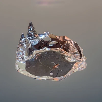 Escultura de cristal de baccarat patinador sobre hielo en estanque Crystal Morning 1978 Peter Yuram Foto 1 de 4