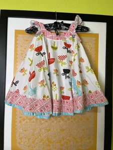Jelly the Pug 3T Opal Swirl Dress Colorful Tulip Print Ruffle Strap Play Dress - Picture 1 of 4