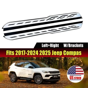 Running Board Fits for 2017-2024 2025 Jeep Compass Side Step Nerf Bar w/brackets - Picture 1 of 8