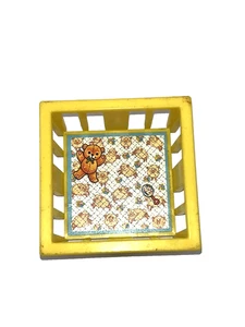 Vintage 1972 Fisher Price Little People Baby Nursery Yellow Playpen Crib Bed - Picture 1 of 3