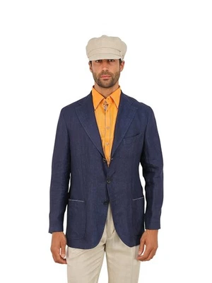 $1650 RUBINACCI NAPOLI Blue Unlined Jacket Sport Coat  100% Linen 42 US 52 EU - Image 1 of 4