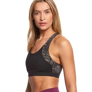 Alo Yoga Women’s Sz Large Black Patina Laser Cutout Sports Bra Gym Workout Comfy - Picture 1 of 8