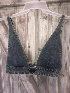 Prada Denim Jeans Top Y2K Bustier Streetwear Plunge V Lagenlook - Bild 1 von 24