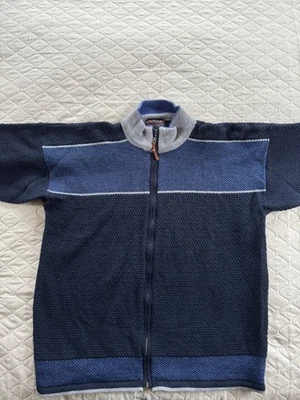 NORWOOL Fair Isle Nordic Wool Clasp Sweater Men XXL Navy Ski Knit Cardigan Zipup - Image 1 of 4