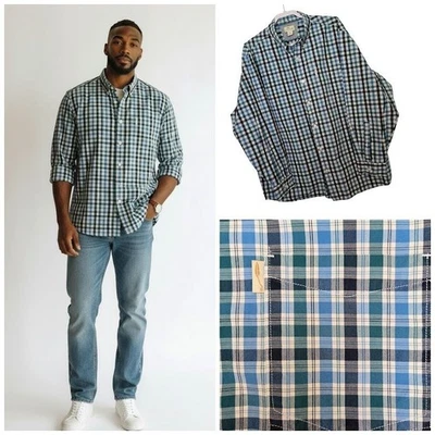 Bob Timberlake Mens Plaid Button Down Long Sleeve Shirt Blues Sz 2XL - Image 1 of 4