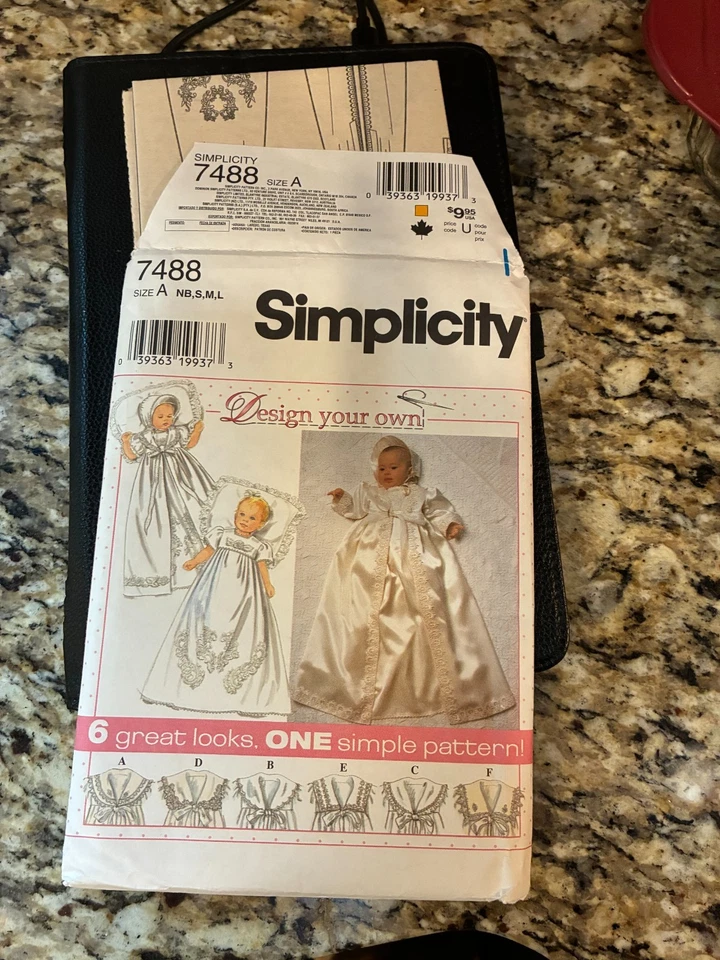 Simplicity 7488 Baby Christening Gown Coat Bonnet Pattern Size NB-L - Image 1 of 1