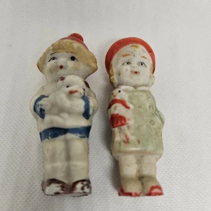 2 antiche statuine bambola bisque penny dolls made in Japan - Foto 1 di 8
