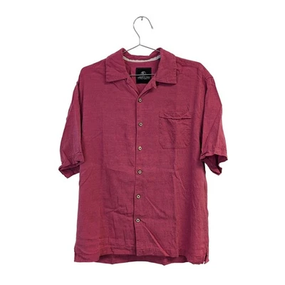 Рубашка Jamaica Jaxx на пуговицах спереди 100% шелк повседневная пляжная для путешествий отпуска красная M - Изображение 1 из 4