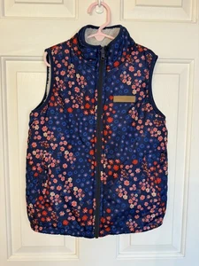 Buffalo David Bitton Puffy Vest Girls Size S (7/8) Blue Flowers Floral Outdoor - Picture 1 of 21