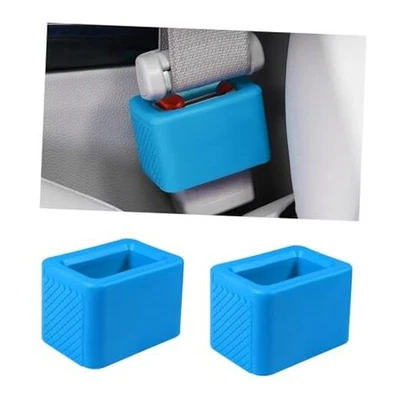 Soporte de hebilla de cinturón de seguridad de 2 piezas, refuerzo de hebilla de cinturón de seguridad de silicona para parte trasera azul Foto 1 de 4