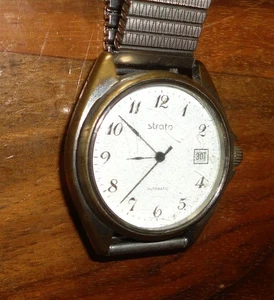 Vintage Schweizer Uhr STRATO Automatik Läuft Datum & schönes Edelstahlarmband - Bild 1 von 4