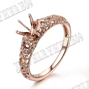 10 K Rotgold runder 6-6,5 mm natürlicher Diamanten Verlobungsring Halbfassung - Bild 1 von 8