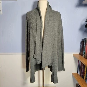 Attention Medium Metallic Gray Medium Weight Longsleeve Open Waterfall Cardigan - Picture 1 of 11