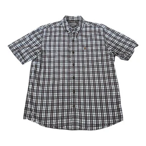 Carhartt Relaxed Fit Shirt Men Size Large Gray Plaid Button Up Short Sleeve - Picture 1 of 7