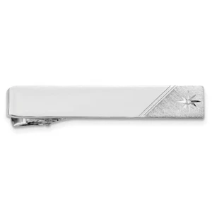 10K White Gold With Round Cut Lab-Created CVD Diamond Wedding Tie Clip For Men's - Picture 1 of 5