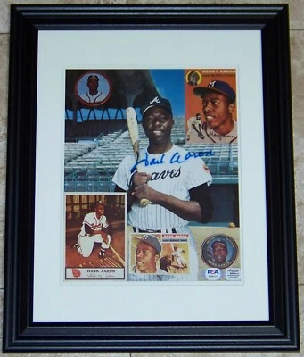 BUY IT NOW SALE! Hank Aaron Signed Autographed Baseball Framed Photo PSA COA! - Image 1 of 3
