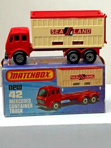 Matchbox Superfast No. 42 Mercedes Container Truck with Original Box, Nice - Picture 1 of 17