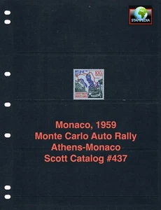 1/3 off $5.50 Scott Value - 1959 MONACO Auto Rally Monte Carlo Car CV MNH NH UMM - Picture 1 of 4