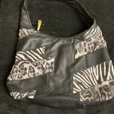 Chi by Falchi Animal Print Hobo Purse 14"x10"x4" with strap 19" - Image 1 of 4