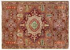 Afghan Ziegler Mamluk Carpet 60x90 Hand Knotted Braun Medallion Oriental C