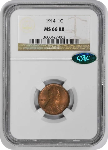 1914 Lincoln Cent MS66RB NGC (CAC) Cover