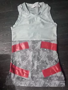 Stella McCartney Adidas Training Tank Womens Small Mesh Grey Red VGC Activewear - Picture 1 of 5