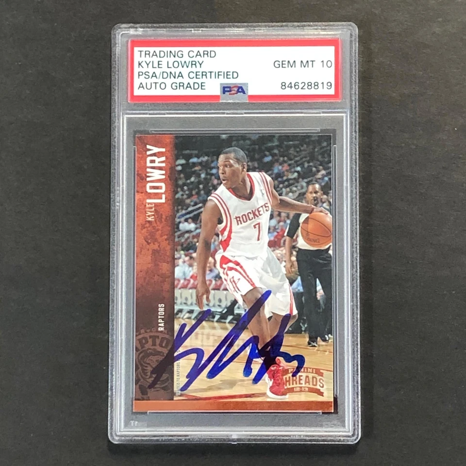 2012-13 Panini Threads #49 Kyle Lowry Signed Card AUTO 10 PSA Slabbed Rockets - Image 1 of 2