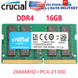 CRUCIAL 16GB DDR4 2666 PC4-21300 Laptop SODIMM 260Pin Notebook Memory RAM 1x 16G - Picture 1 of 8